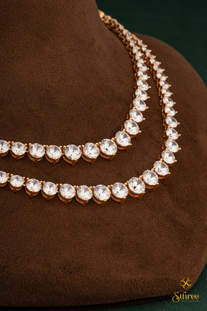 Solitaire Necklace Two Layer - Rose Gold Finish