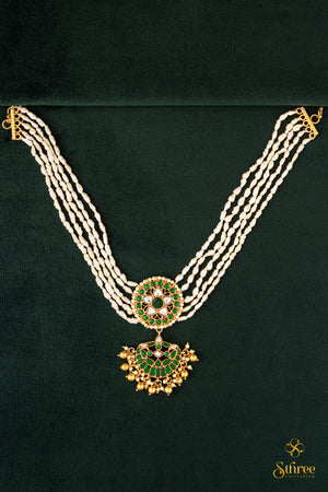 925 Silver Fresh Water Pearls Choker - Emerald green
