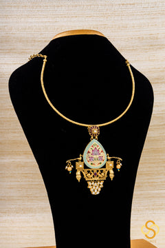 Meenakari Hasli set - Turquoise blue
