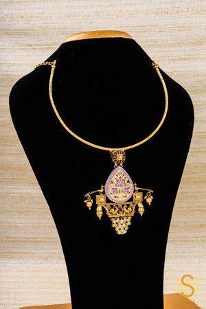 Meenakari Hasli necklace set - Mauve
