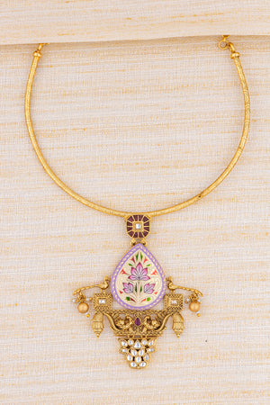 Meenakari Hasli necklace set - Mauve