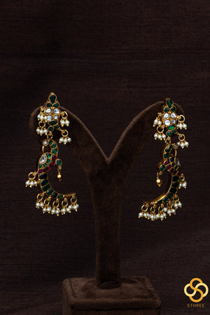 925 Silver - Peacock Danglers in Pure Silver
