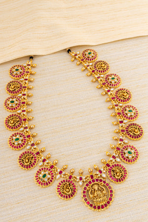 Lakshmi Bottu-Mala Set in Kundan, Kemp Red