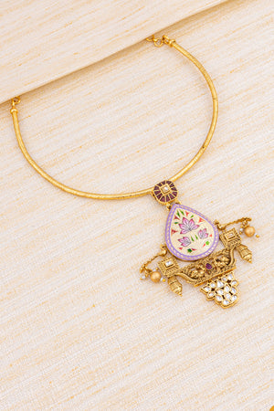 Meenakari Hasli necklace set - Mauve