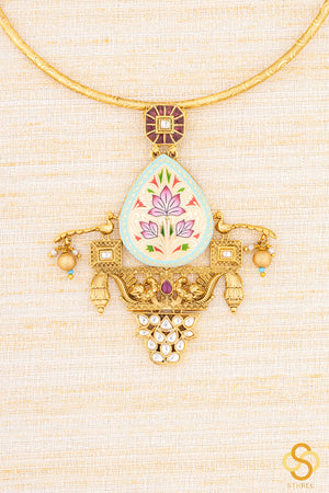Meenakari Hasli set - Turquoise blue