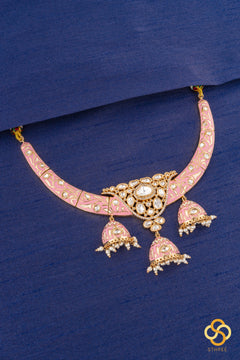 Jadau Kundan Hasli - Baby Pink