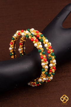 Coral Red, Green and Pearl Kada