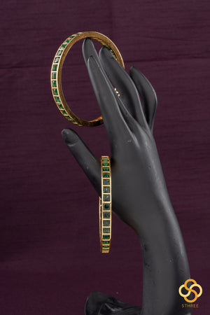 Emerald Green colour - Square stone bangles