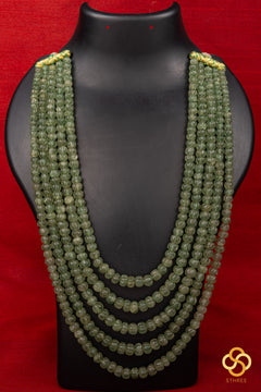 Carved Melon Flurites in Green - Five Layers