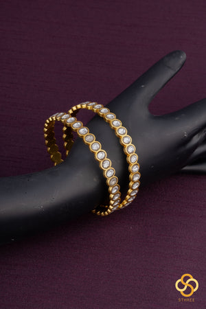 Jadau Kundan bangles - White