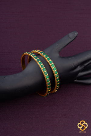Emerald Green square bangles - Set of 2