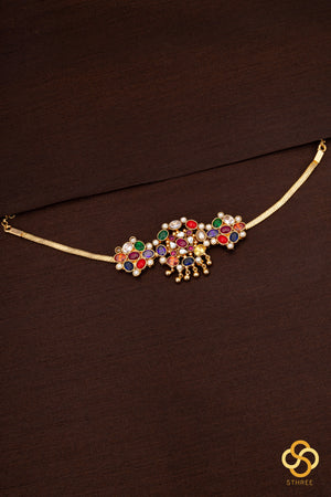 Navarathna addigai set with gold balls