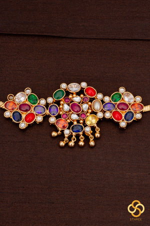 Navarathna addigai set with gold balls