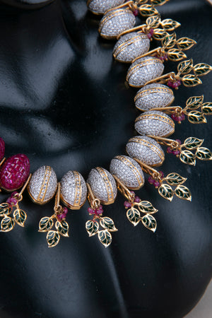 Zircon and Rubies Necklace Set - A Designer Necklace