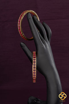 Ruby Red - Square Stone Bangles