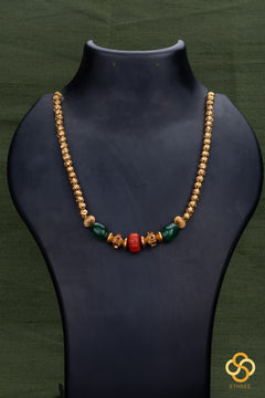 Corals and Green Beads Necklace Set