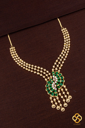 Diamond Pattern Necklace - Green Pendant
