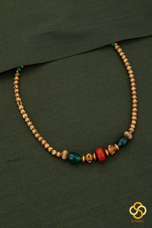 Corals and Green Beads Necklace Set
