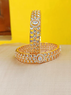 Leaf pattern with mogappu, zircon bangle