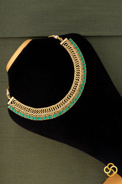 Emerald green, antique finish, jadau kundan choker