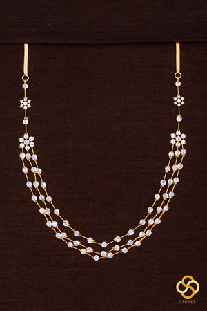 Three liner diamond pattern necklace