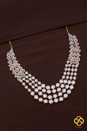 Diamond Pattern Necklace Set - Four liner