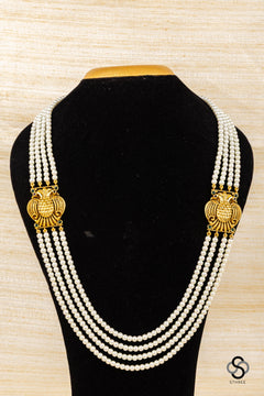 Four Liner Pearls with Gandaberunda Mogappu