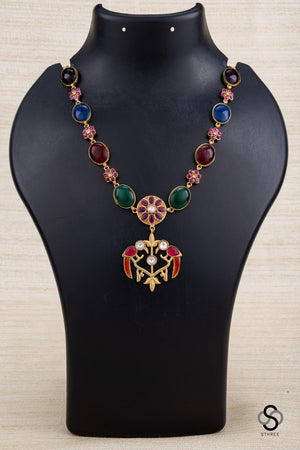 Cabachons with Parrot Pendant - Multi colour