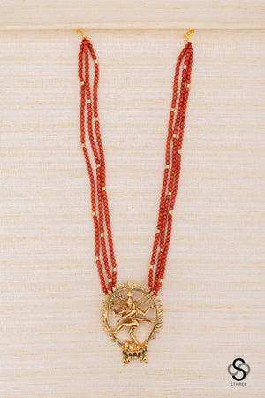 Natarajan pendant with three liner coral set