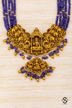 Lakshmi pendant with Nakas work - Amethyst