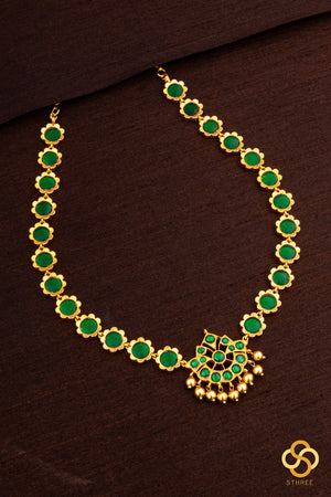 Palakkad Neckalace - Single liner - Emerald Green