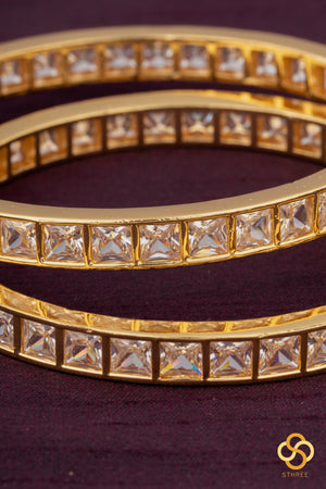 White colour - Square stone bangles