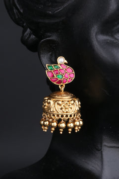 Annam Jhumkas - Red and Green