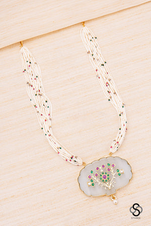 Pearl Bunch with Inlay Work Pendant