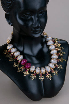 Zircon and Rubies Necklace Set - A Designer Necklace