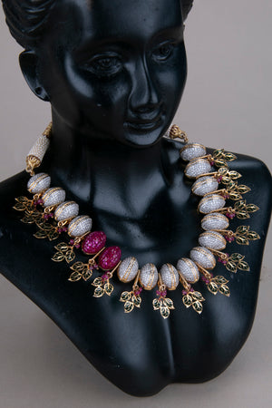 Zircon and Rubies Necklace Set - A Designer Necklace