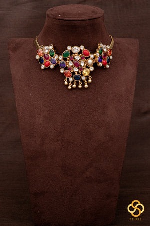 Navarathna addigai set with gold balls
