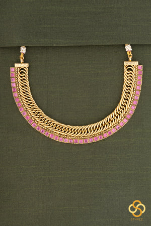 Ruby red, antique finish, jadau kundan choker
