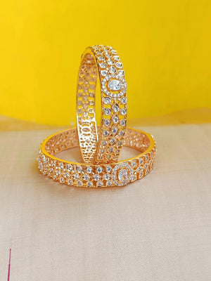 Leaf pattern with mogappu, zircon bangle