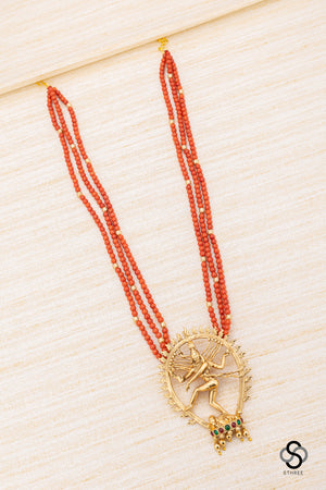 Natarajan pendant with three liner coral set