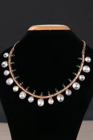 Kundan Kasumalai - Emerald Green Beads on Top