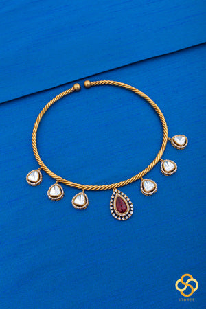 Hasli set - Kundan hangings and red centerpiece
