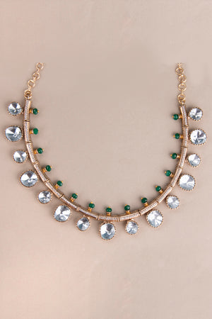 Kundan Kasumalai - Emerald Green Beads on Top