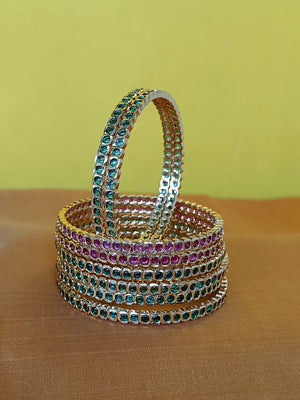 Mini emerald green stone bangles in Aympon