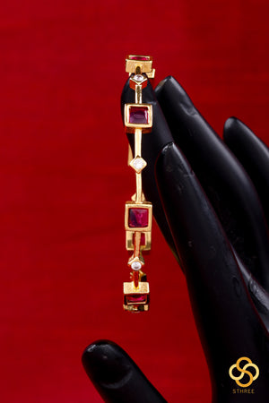 Ruby red and white square bangles