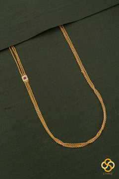 Mogappu with Three Line Chain - Ruby Red