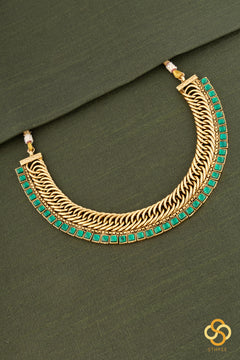 Emerald Green, Antique Finish, Jadau Kundan Choker