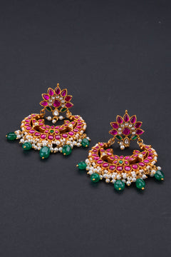 Lotus Chandbali - Jadau Kundan