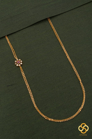Mogappu with two line chain - Ruby red
