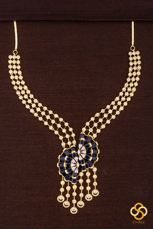 Diamond Pattern Necklace - Sapphire Blue Pendant